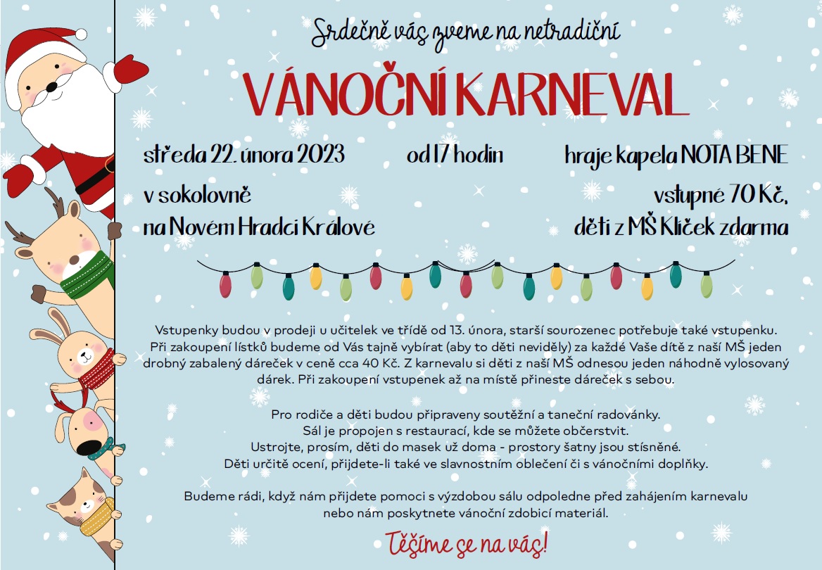 obrázek zpráva Zveme Vás na náš Vánoční karneval!