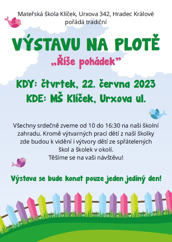 obrázek zpráva Zveme Vás na Výstavu na plotě